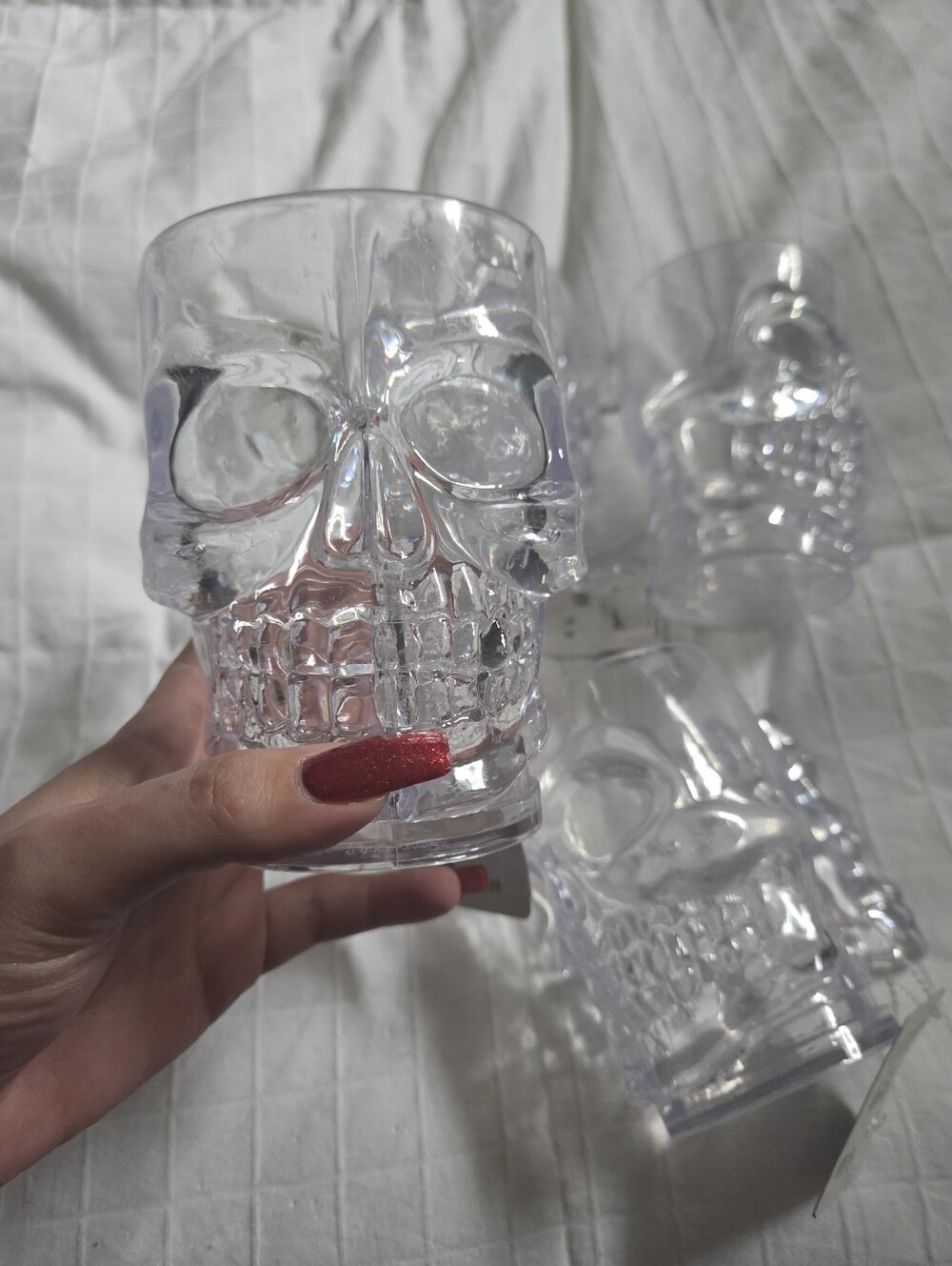 Spirit Clear Skull Plastic Tumbler - Clear Glass Drinking Cup, Set Of 4